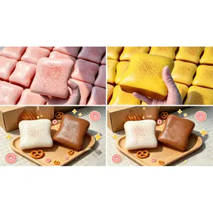 Colorful Square Toast Bread Squishy Toy, Gentle Slow‑Rising Stress Relief Toy, Fun Sensory Decompression Toy for Daily Use