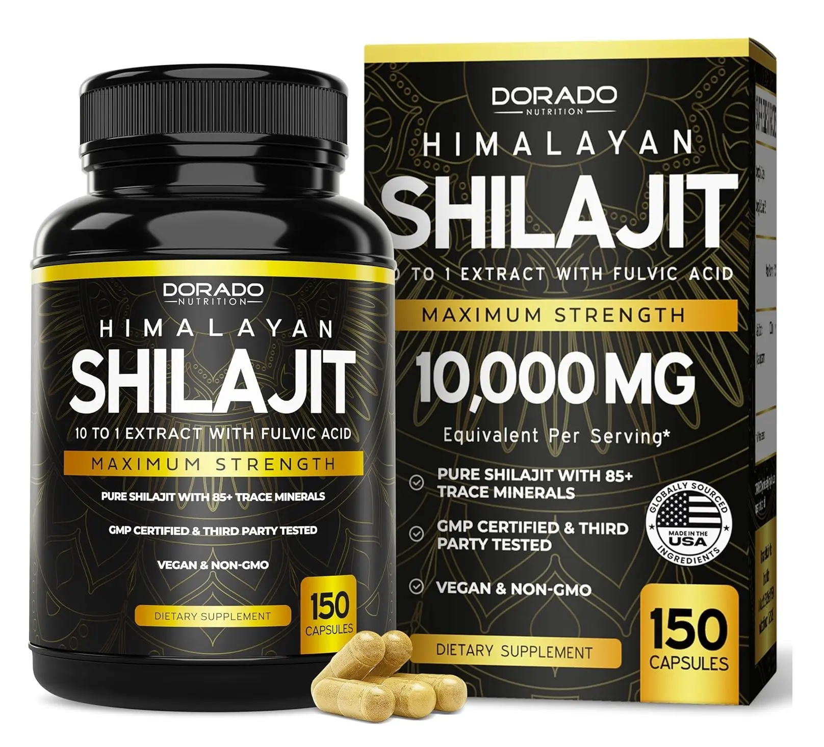 SHILAJIT PURE HIMALAYAN SUPPLEMENT (10,000mg) FULVIC ACID - 150 CAPSULES WITH SHILAJIT EXTRACT