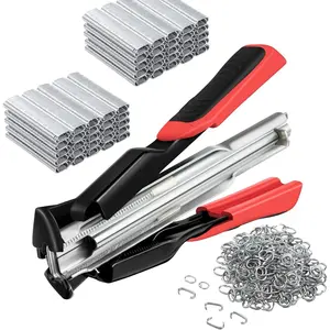 100 PCS/2500 PCS C Clips Hog Ring Pliers Kit, 3/4'' Hog Ring Nail, Fencing Plier Staple Gun Cage Clamp for Animal Pet Cages Fencing, Upholstery, Car Cushions, Meat and Sausage Casings