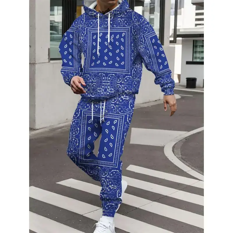 2pcs Paisley Print Long Sleeve Hoodie + Pants Set, Men's Casual Co-ord Set For Winter And Autumn 2pcs Paisley Print Long Sleeve Hoodie + Pants Set, Men's Casual Co-ord Set For Winter And Autumn