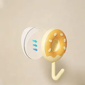 Doughnut Shaped Wall Hooks - YELLOW  Adhesive Mount, No Drill Hanging Organizer Hangable Hanger Plastic Room