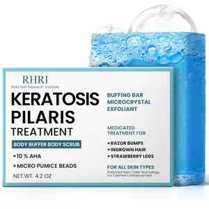 Keratosis Pilaris Body Soap Bar | 10% AHA Exfoliating Scrub with Micro Pumice Beads | Smooths Strawberry Legs, Ingrown Hair & Razor Bumps | Buffing Bar for Men & Women 4.2 oz