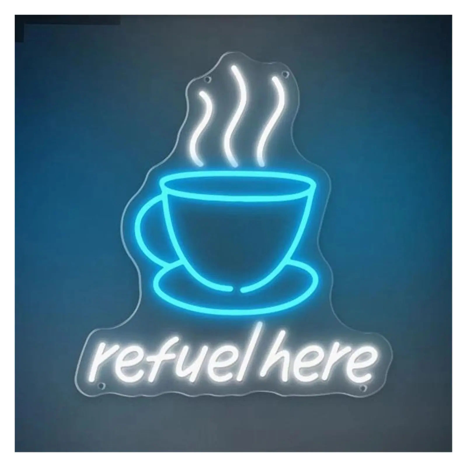 Sign Illuminated "Refuel Here"neon Signs LED Signboards For Coffee Corner Cafeteria Advertising 36.7x40cm Sign Illuminated