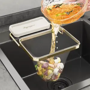 Foldable Kitchen Sink Filter Basket, 100 Disposable Mesh Bags, Rotatable Food Waste Disposal Gadget (White)