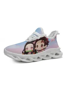 Demon Slayer Children Tanjiro Nezuko Gradient Sakura Print Casual Sports Shoes, Unisex Textile Breathable Eva Sole, All Seasons Comfort