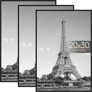 20x30 Picture Frame Black 3 Pack, Scratch-Proof Poster Frames 20 x 30 for Photo Gallery - Slide-In Strips, Horizontal or Vertical Wall Mounting