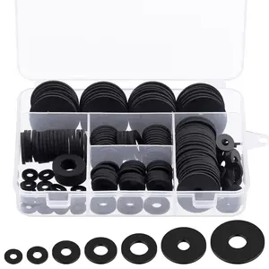 175 count 7 Sizes Flat Rubber Washers Assortment Kit, 10/12/16/18/20/25/30mm Flat Round Plumbing Washers Heavy Duty Black Rubber Washers Vibration Damping Grommets for Faucet Pipe Hose Repair