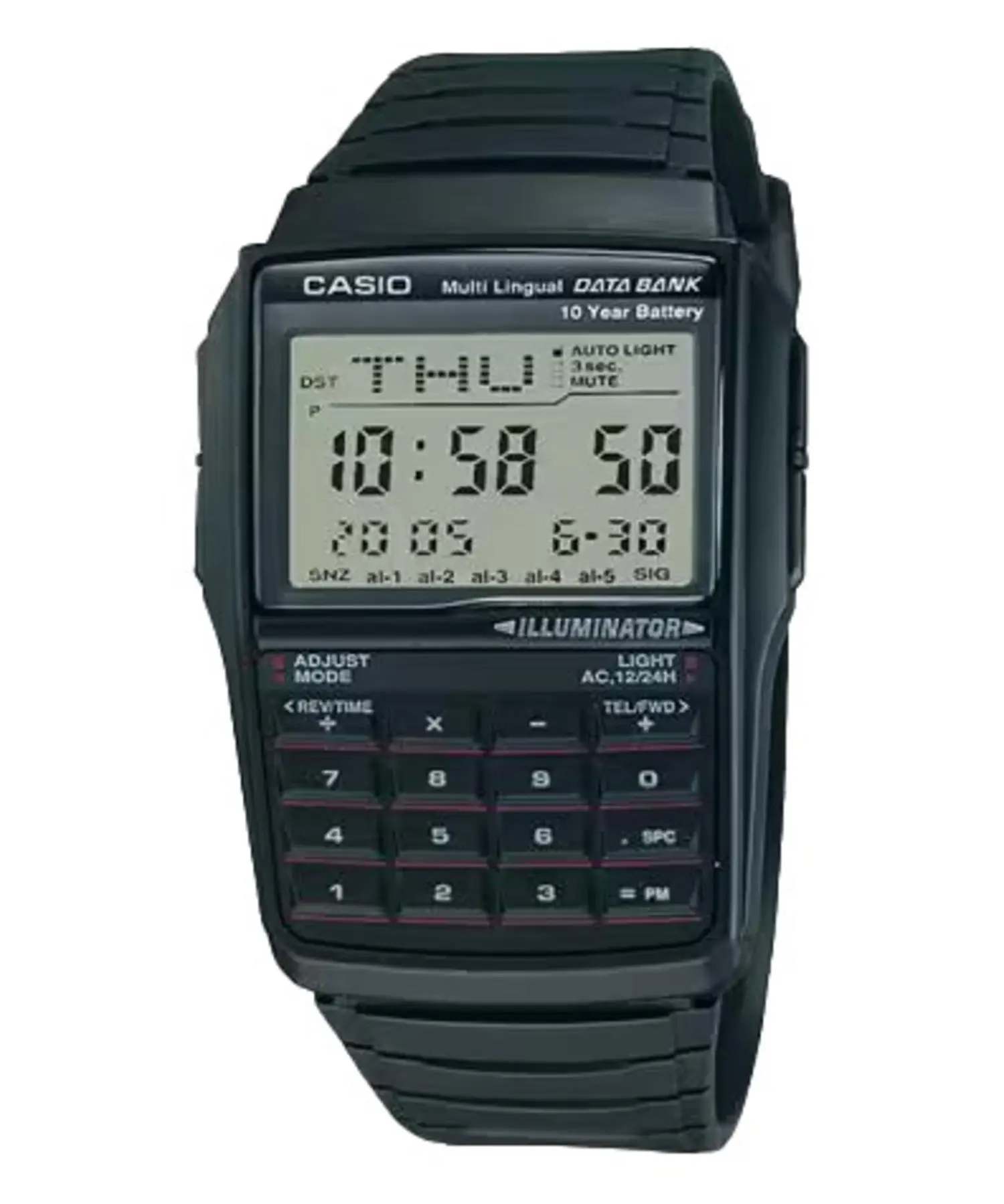 Casio Men’s Black Digital Databank Calculator Watch with Grey Display - DBC-32-1AV