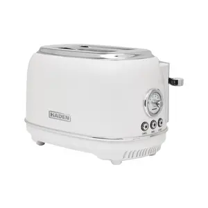 Haden Chelsea Stainless Steel 2 Slice Toaster, Extra Wide Slots, Ivory & Chrome