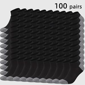Men's Deodorant Wicking Low-top Socks 100 Pairs Comfortable Breathable Fashion Socks for Everyday Outdoor Wear Menswear Tropical Stylish Sweat Tubesocks