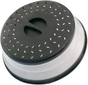 Collapsible Microwave Splatter Cover, 10.5 Inch, Dishwasher-safe, Microwave Plate Cover With Steam Vent，BPA-Free Silicone & Plastic(black)