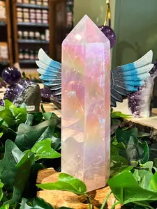 Rose Quartz Natural Crystal Tower, Creative Gifts and Specialty Jewelry Accessories, Home Collection Art Decoration