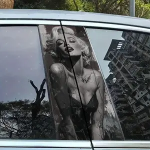 Women Printed Car B Pillar Protection Sticker, Decal for Cars, Easy Peel & Stick, Sunproof Waterproof Scratch Resistant, Fits All Cars, Universal Car Sticker, Car Exterior Decoration