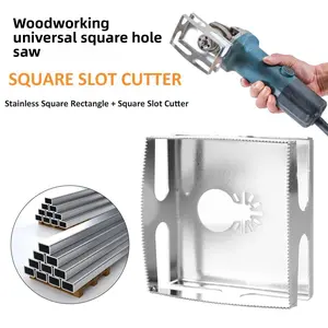 Woodworking square hole punch, rectangular slotting tool, hole saw, rectangular junction box cutter.