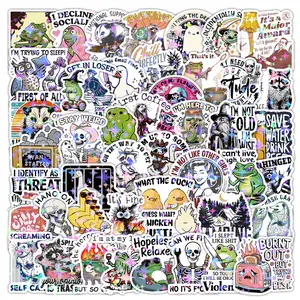 50Pcs Dark Sarcastic Graffiti Sticker DIY Set,（ Randomly Includes 48-52 Pieces）Decals with Snarky Quotes for Arts & Creative DIY Activities, Laptop, Water Bottle, Skateboard, Phone Case, Aesthetic Room Decor, Edgy Funny Gift for Holidays & Festivals