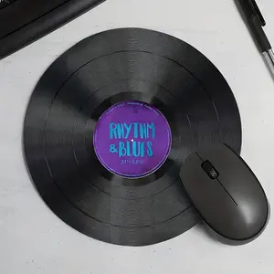 Retro Rhythm Blues Vinyl Record Design Round Gaming Mouse Pad, Made for Gaming, Aesthetic Desktop Decorative Protective Pad, Rubber Anti-slip Lockedge Work Pad, Small Size Suitable for Laptop, Desktop Computer Games, Work, Family