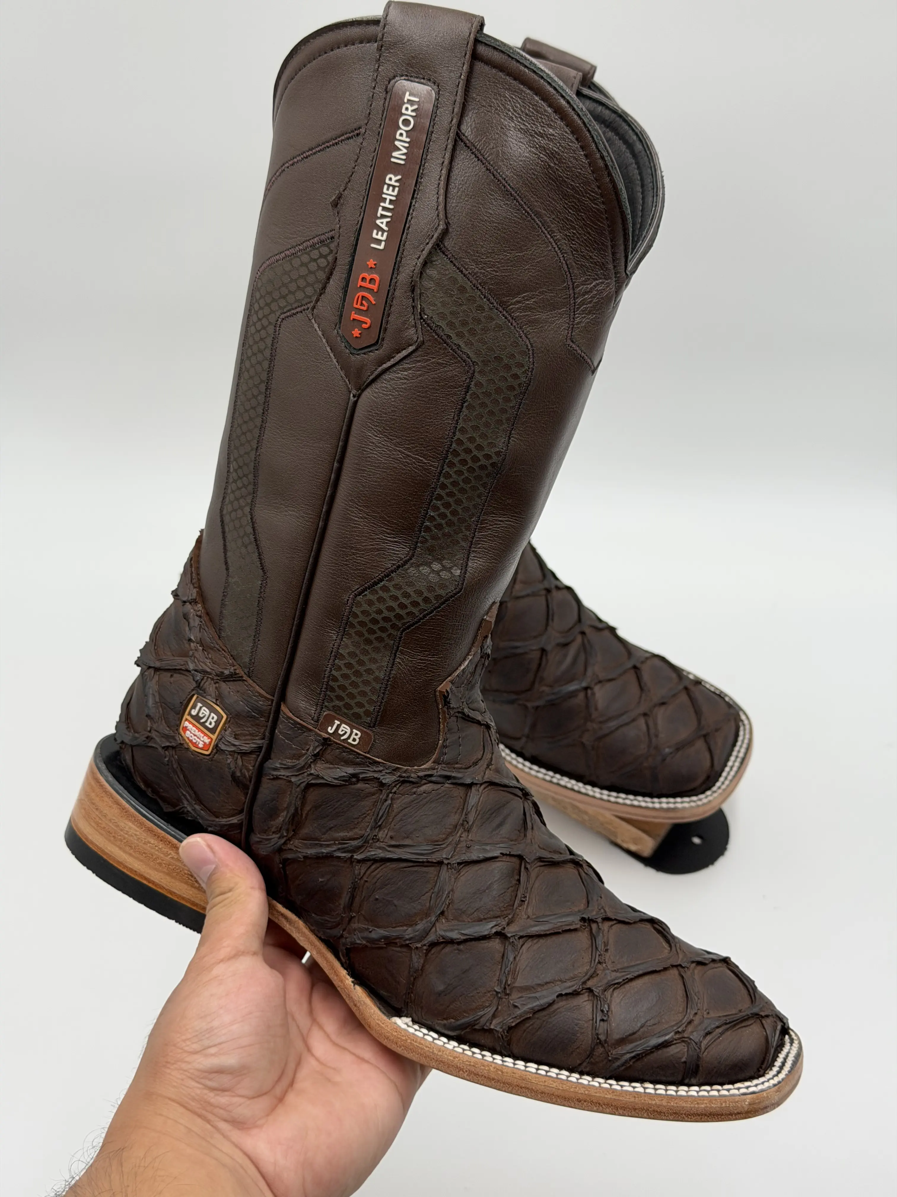 Embossed Leather Boot- Brown (True To Size)