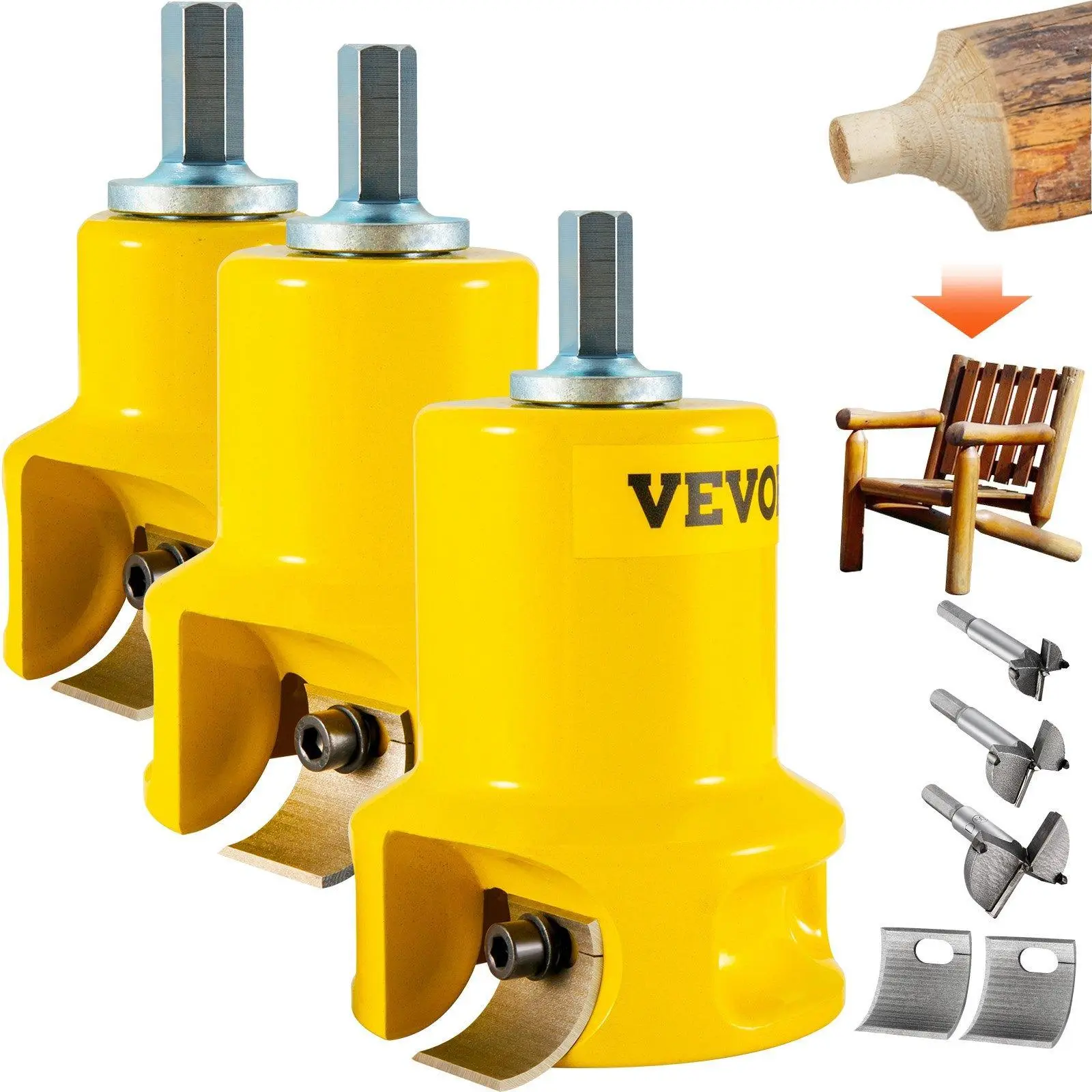 【Summerfinds】VEVOR Tenon Cutter,  1"/25.4mm & 1.5"/38mm & 2"/50.8mm, with Dual Curved Blades & Button Screws Home Master Kit, Premium Aluminum & Steel Log Furniture Cutter, Commercial Starter’s Tool for Home DIY