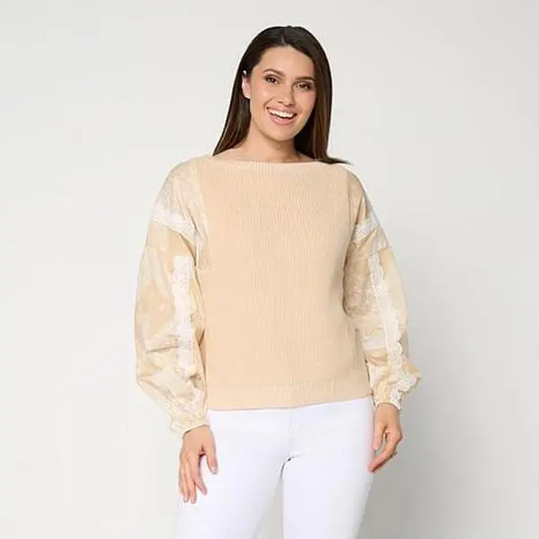Tower Hill by Christie Brinkley Mixed Media Sweater