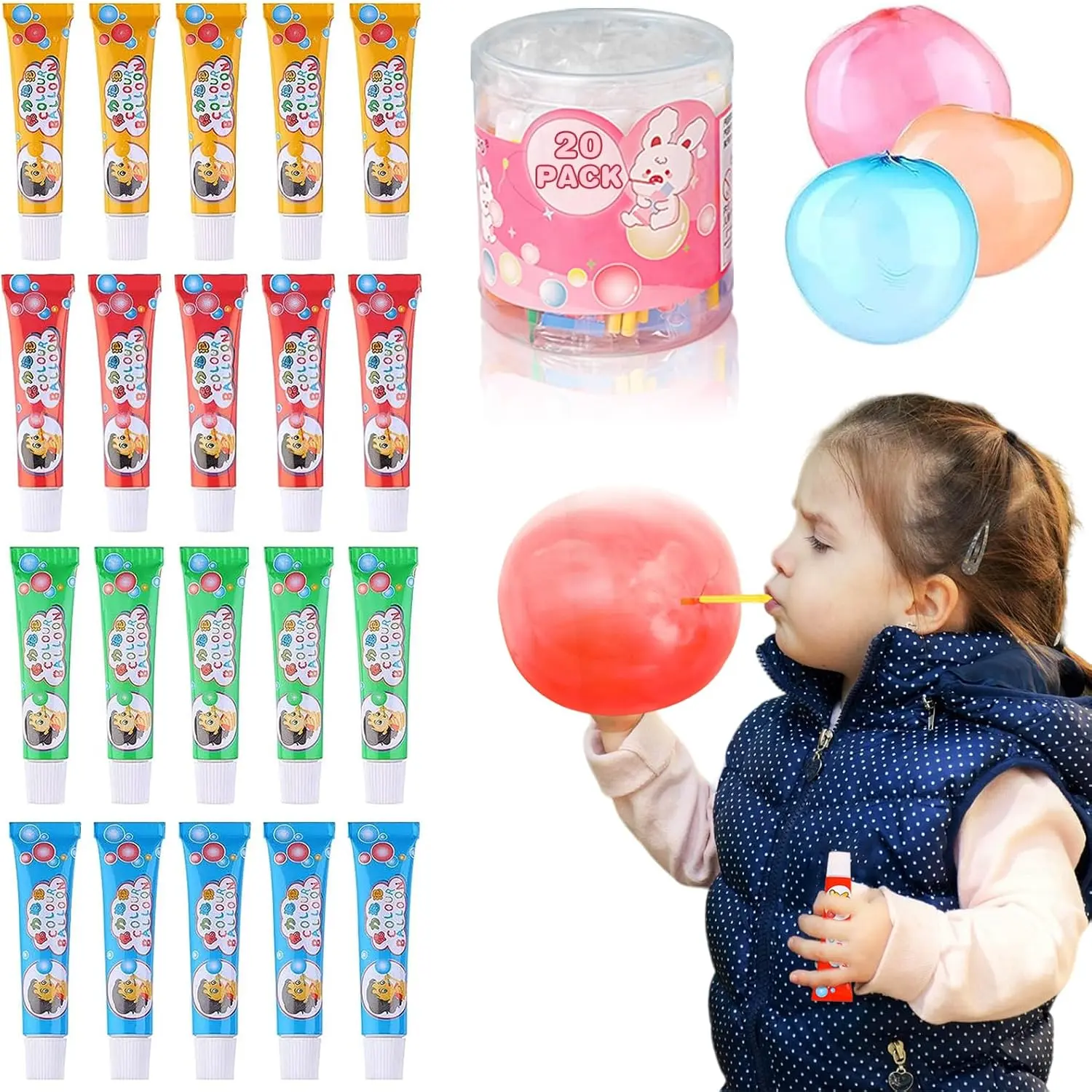 20Pcs Plastic Bubbles Blow Plastic Bubbles Toys Large Bubble Balloons for Schools Party Birthday Gift
