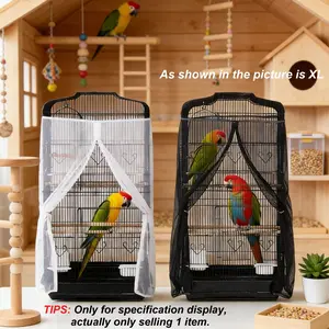 1pc Zippered Solid Color Bird Cage Mesh Cover, Anti-Feather, Anti-Spill, Dust-Proof & Mosquito-Resistant Breathable Reusable Protective Net, All-Season Universal for Pet Birds, Bird Cage Veil