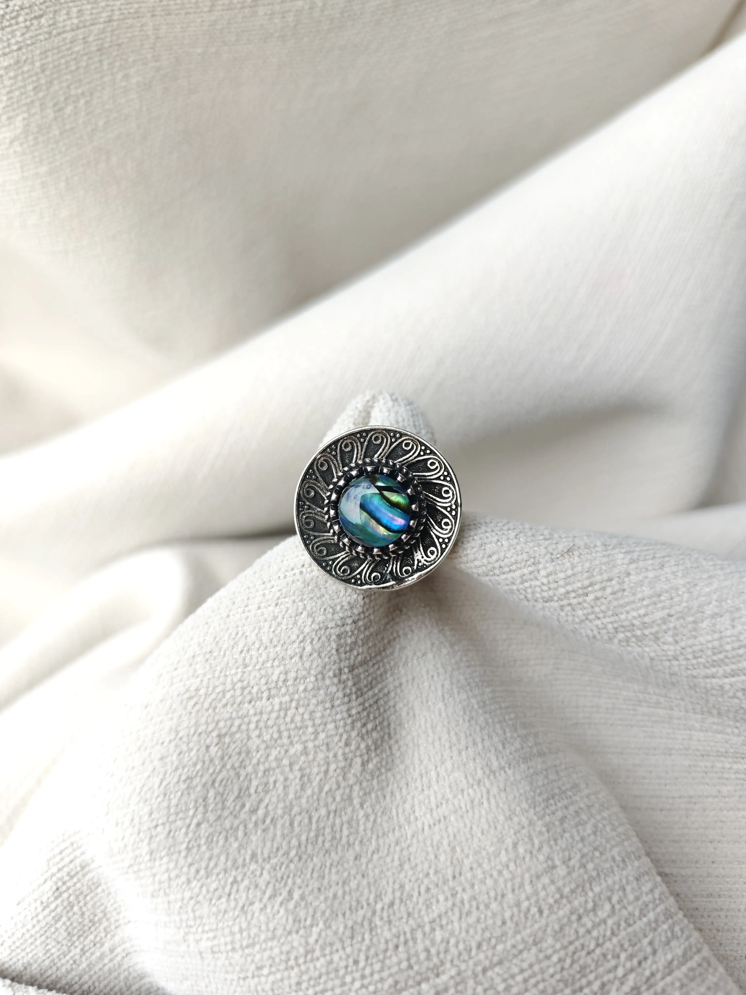 Aileen(13059)gc.Spinning Abalone Shell ring