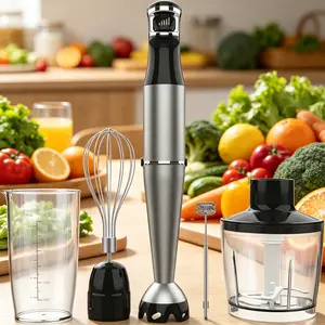 Immersion Blender Handheld Corded Hand Blenders Set 1100W, Trigger Variable Speed 5 in 1 Stick Emulsifier with Chopper, Whisk and Frother for Soup, Baby Food and Smoothies, Kitchen Supplies, Kitchen Gadgets Vacuum