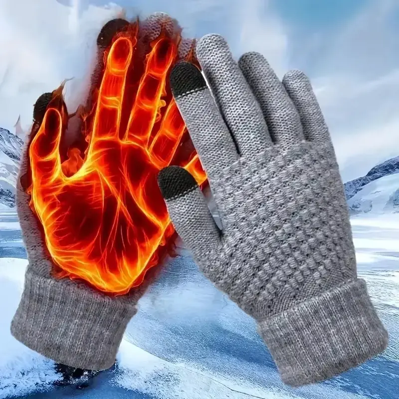 1 Pair of Touchscreen Thermal Gloves, Suitable for Winter Outdoor Skiing, Cycling and Other Scenarios, Fleece - Lined for Cold Protection and Touchscreen Compatible, Thermal Insulated Gloves