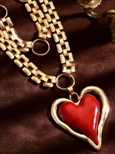1Piece Women's Irregular Heart Necklace, Dual-Layer Love Pendant, Elegant Gift for Anniversaries, Dates, Birthdays, All Seasons