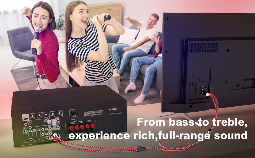 3FT RCA Audio Cable – Dual RCA Male to Male Hi-Fi Stereo Cord, Nylon Braided for Subwoofer, Speakers & Home Theater