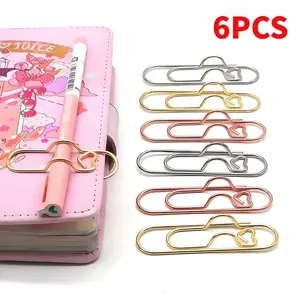 6 Pcs Stainless Steel Multifunctional Metal Clip Set, Notebook and Diary Accessories, Pen Clip, Bracket, Suspension Function, Office and School Supplies