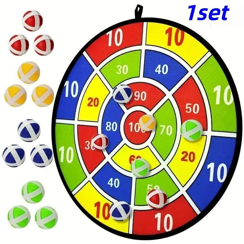 1 Set/12 Stuck Balls + Foldable Dart Board + Hook, Darts Gear, Indoor Outdoor Entertainment, Family Interaction, Birthday Gift, Party Games