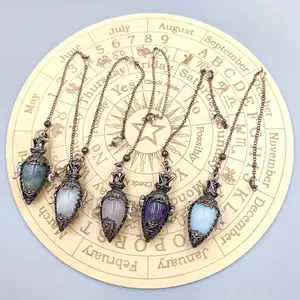 Healing Natural Stone Crystal Pendulums for Divination Black Obsidian Pendant Quartz Pendulum Dowsing Spiritual  Pendulos X202 Pendulous