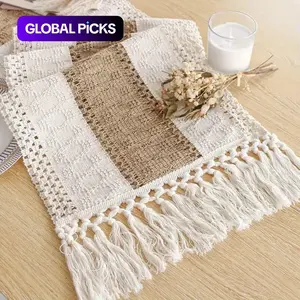 Tassel Decor Striped Table Runner, 1 Count Halloween Decor Boho Style Table Runner, Household Decoration for Dining Room #GLOBAL PICKS