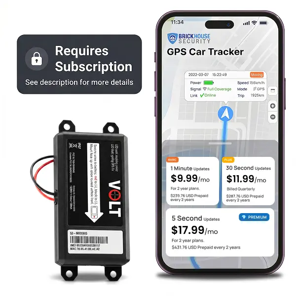 BrickHouse Livewire V4G LTE Wired Vehicle GPS Tracker - Subscription Required, Covert Anti-Theft Protection, 24/7 Real-Time Vehicle Surveillance, Geofence Alerts, Mobile Internet Connectivity, Eco Driving Features, Easy Automotive Security Installation