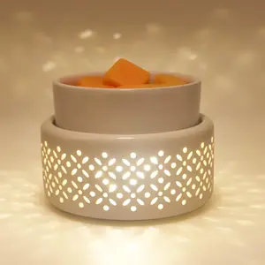 AROMA Ceramic Wax Melt Warmer - LED Night Light Candle Wax Warmer for Scented Wax, Electric Fragrance Wax Melter for Home, Office, Bedroom Decor, and Gifts