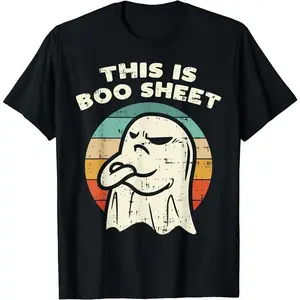 This Is Boo Sheet Ghost Retro Halloween Costume Men Women T-Shirt