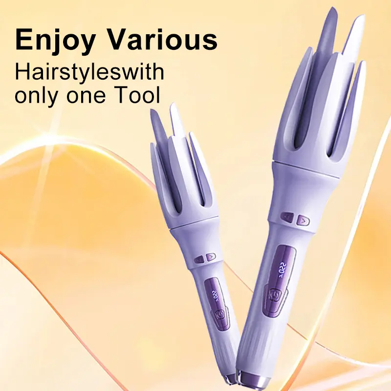 Automatic Hair Curler, Automatic Curling Iron, 4Temperature Settings, Dual Voltage RotatingCurling Iron, 11/ 4inch Fast Heating and AutoShut-Off Function, Suitable for ProfessionalHairstyling Pink Gift curling irons automatic curlingiron