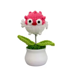 positive Handmade Crochet Flower Pot - Emotional Support Plant with Heartwarming Message, Decor for Room Decor, Perfect Gift for Loved Ones