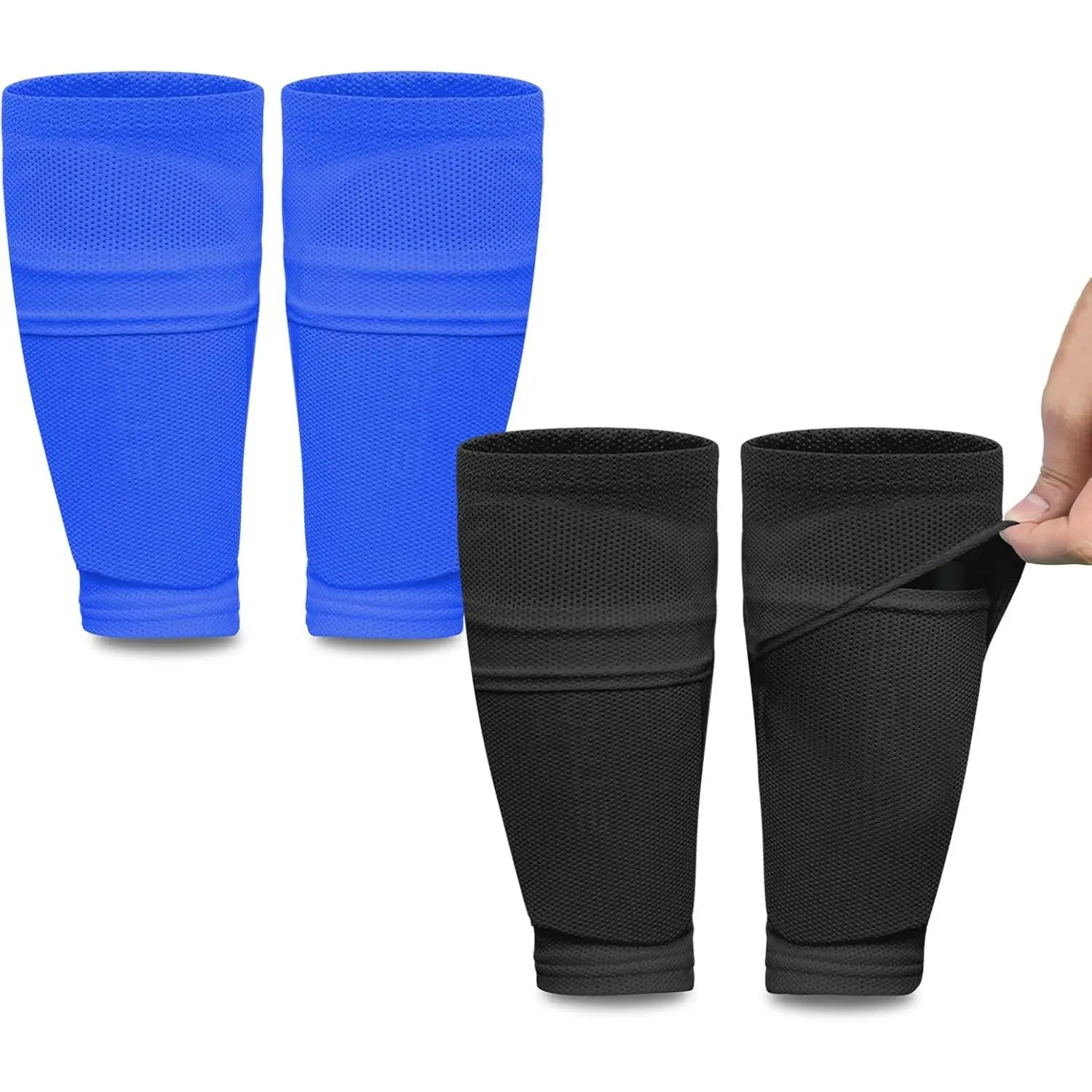 2 Pairs  Youth Soccer Shin Guard Sleeves with Optimized Insert Pocket, Shin Pad Compression Sleeves for 3-15  Boys Girls  Teens for Soccer Yifanyou Sports