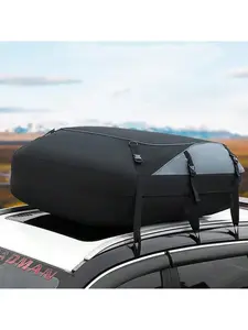 【Christmas Gift】Rooftop Cargo Carrier, 20 Cubic Feet Carrier Roof Bag, 1000D PVC Waterproof Car Roof Bag Fits Vehicle With Without Luggage Rack, Includes Tightening Straps, Combination Lock, Storage Bag