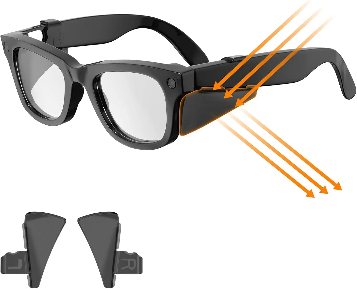 Safety Glasses Side Shields for Ray-Ban Meta Wayfarer/Skyler/Headliner (Gen 2) & Oakley Meta HSTN Smart Glasses, 1 Pair 3.2g Durable, Anti-Slide, Lightweight, Secure Fit, Easy to Install, Glare Blocking, Blocks Side Light, Comfortable for Biking, Travel