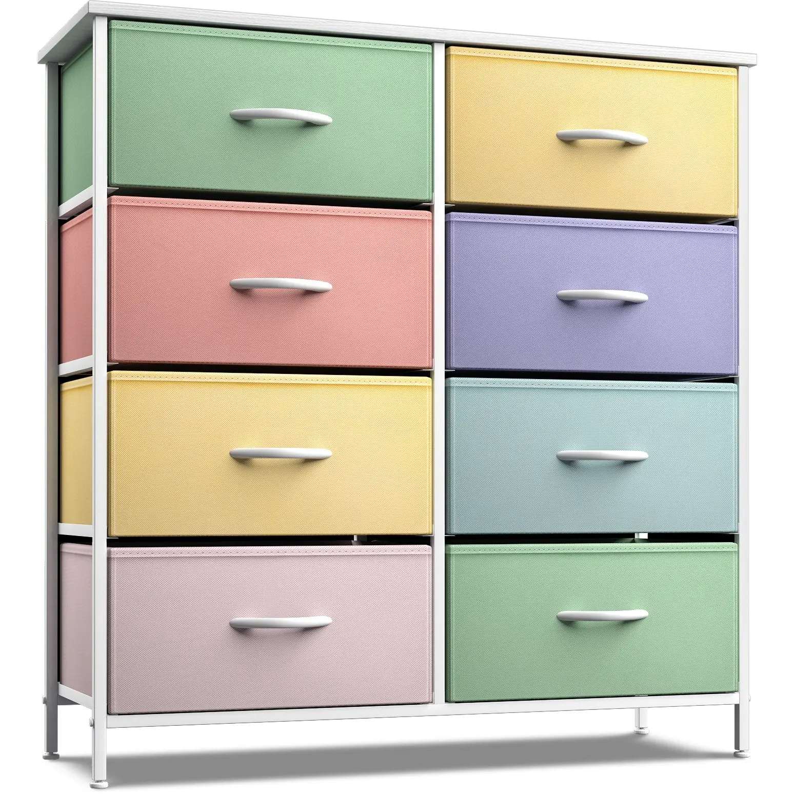 Sorbus 8-Drawer Dresser Stand - Pastel Multi-Color Design, Sturdy Sorbus Furniture, 8-Drawer Capacity, 31.50” L x 11.75” W x 32.12” H, Assembly Required, for Nursery & Playroom Indoor Cupboards & Cabinets