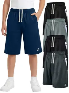 Ny Threads Athletic Shorts for Boys - Quick Dry, Lightweight Basketball Wear with Pockets & Drawstring, 5 Pack in Various Colors