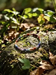 2pc Rainbow Color Multicolor Bead Bracelet, Blue Gradient, Spacer, Casual Hand Chain