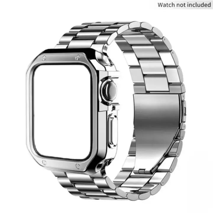 BROULIT Protective Case + Stainless Steel Buckle Strap Set for Apple Watch Ultra and Series 11–6, Durable Electroplated TPU Material, Includes Tool Kit, Smart Watch Straps, Wearable Tech Accessories, Smartwatch Accessories