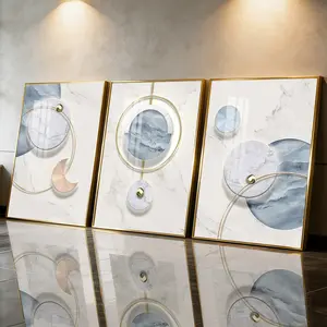 3Pcs Aluminum Alloy Framed Painting, Abstract Marble Circle Art Picture, Home Decoration For Living Room, Bedroom, Office, Restaurant, Hallway Wall Decor, Odorless Print Artwork, Luxury Perfect Gift For Friends And Family
