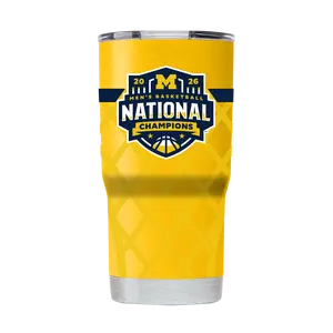 Michigan 2026 National Champs 20oz Stainless Steel Insulated Flask, Yellow Basketball-Wrap Kitchenware Drinkware, Flasks