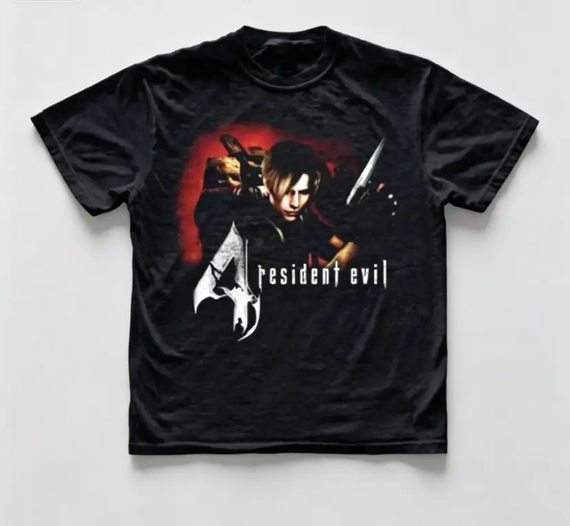 Leon T-Shirt, Resident Evil 4 Game Tee, Gifts Shirt, Unisex Vintage Graphic Tees Gothic Grunge Y2k Emo Scene Amity Affliction Style Clothes Men Women Streetwear
