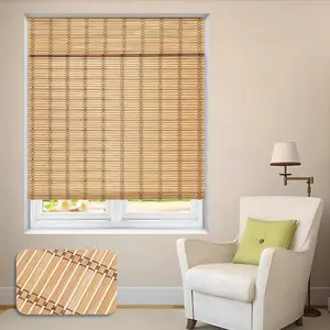 LUCKUP Cordless Bamboo Roman Shades, Roll Up Bamboo Blinds for Indoor Windows, Light Filtering UV Protection Natural Bamboo Shades, Easy to Install for Home&Office